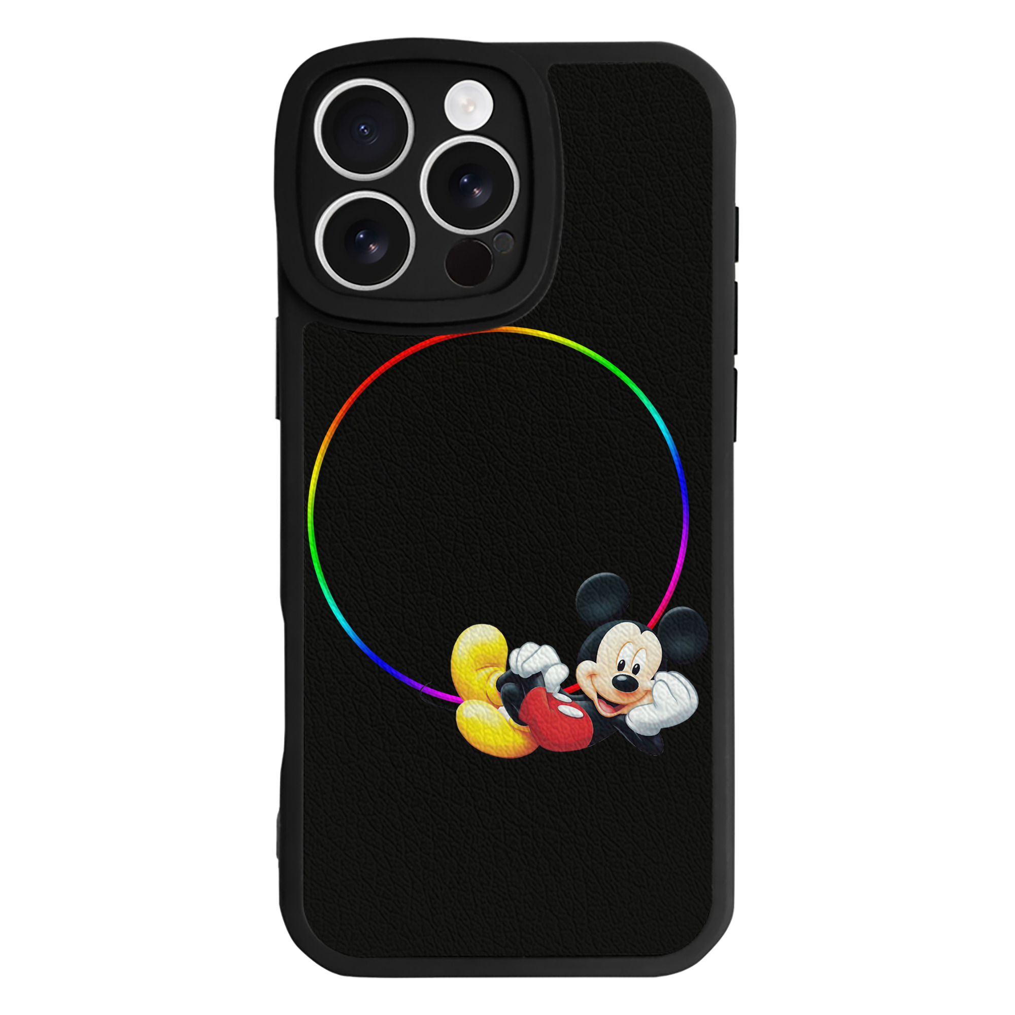（画像用） ミッキーマウス Mickey Mouse 【iPhone 16シリーズ対応】シリコンスマホケース（レザー調） 材質：シリコン
